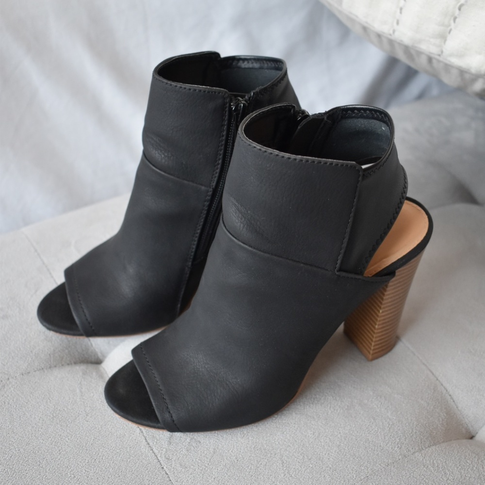 Black Ankle Open Toe Heel
